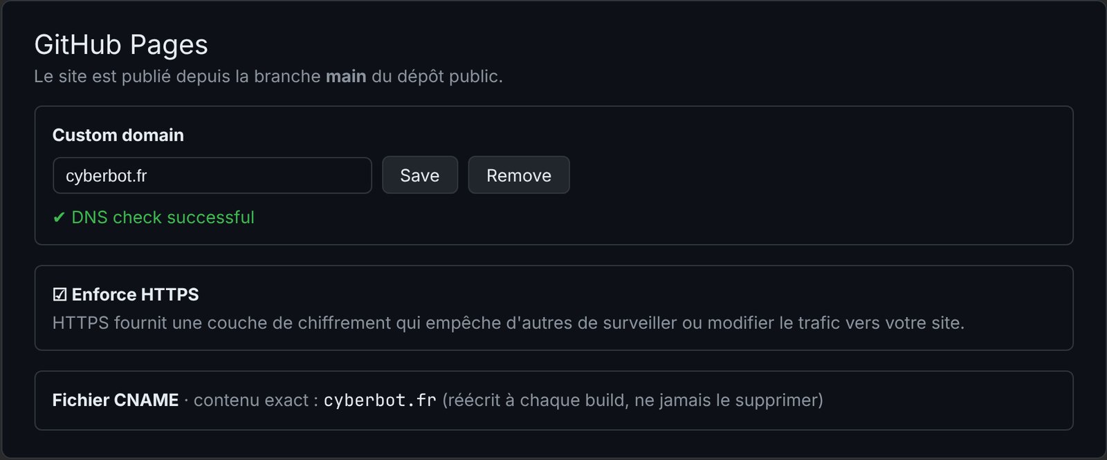 GitHub Pages avec domaine personnalisé (illustration)