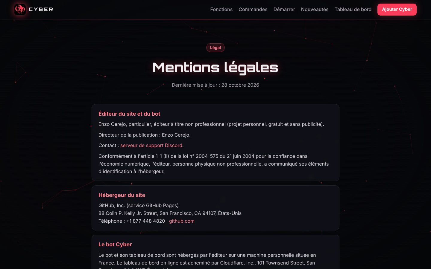 Page Mentions légales